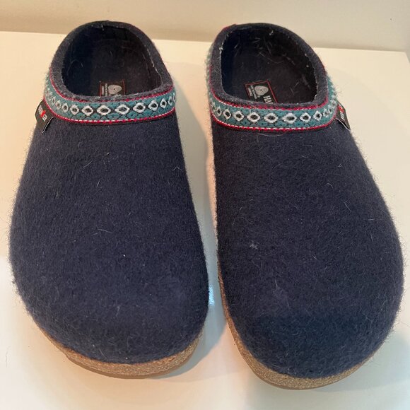 Navy Haflinger Slippers Shoes Planter Fasciitis Wool Sz 42 (W Sz 11, M Sz 9) - Picture 1 of 5